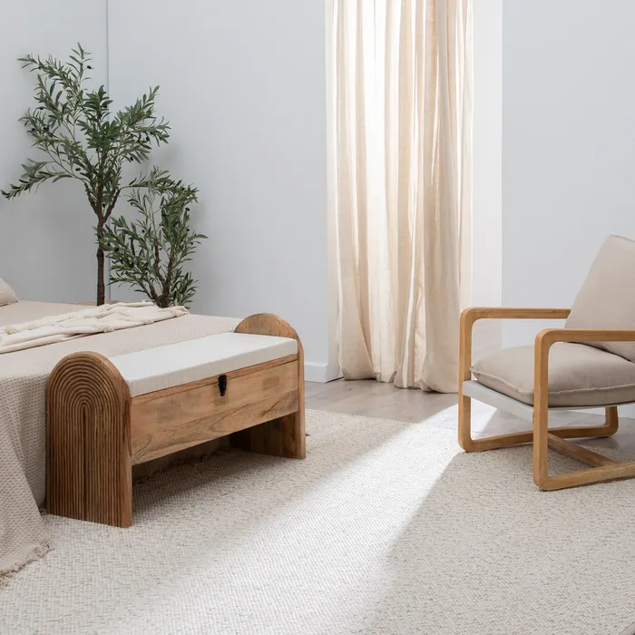 ALFOMBRA CREMA TEJIDO DECORACIÓN 160 X 230 CM - Imagen 3