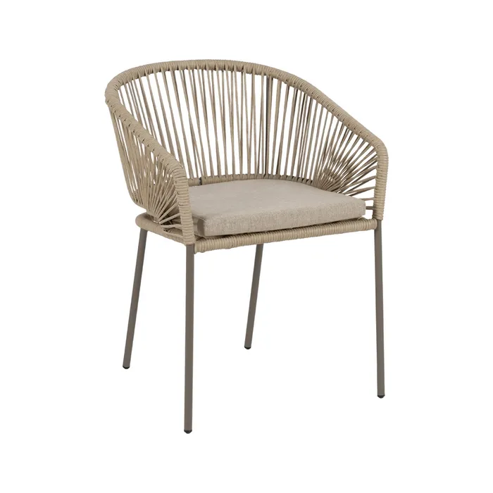 SILLA NATURAL-GRIS PE-ACERO EXTERIOR 58 X 58 X 77,50 CM - Imagen 2