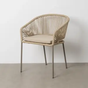 SILLA NATURAL-GRIS PE-ACERO EXTERIOR 58 X 58 X 77,50 CM