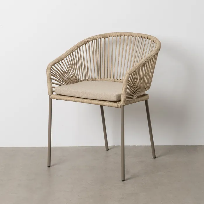 SILLA NATURAL-GRIS PE-ACERO EXTERIOR 58 X 58 X 77,50 CM