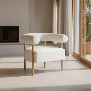 SILLÓN BEIGE TEJIDO-MADERA SALÓN 80 X 67 X 69 CM