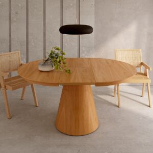 Mesa Namib redonda extensible de roble natural