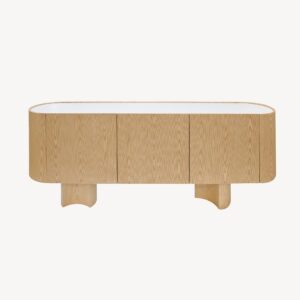 APARADOR POMPEYA. 3 PUERTAS. CHAPA ROBLE Y PORCELÁNICO BLANCO