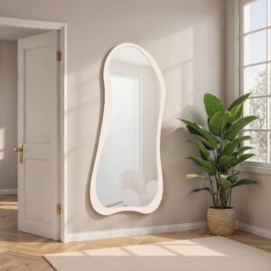 ESPEJO GRANDE 180*80 CM. MARCO MADERA PINTADO EN BLANCO HUESO