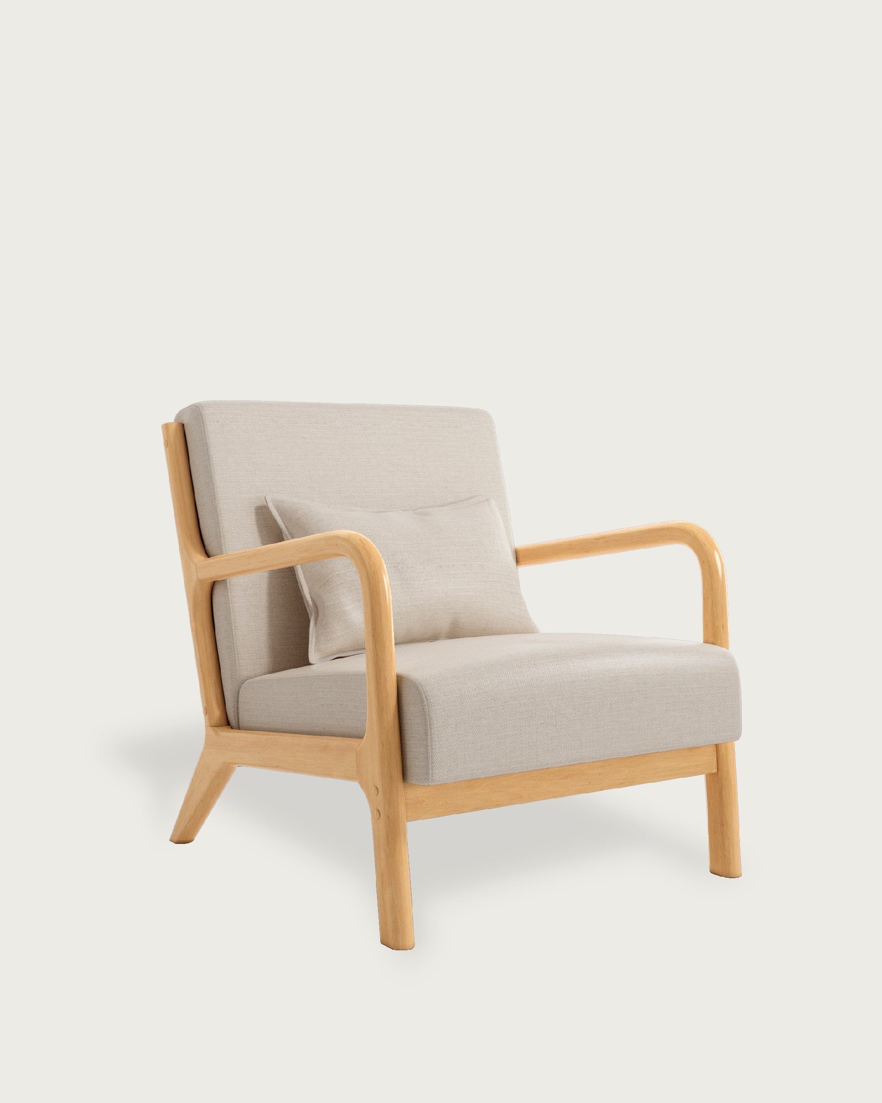 Butaca Ume con tapizado nácar y acabado madera clara - Imagen 2