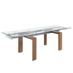 Mesa comedor extensible rectangular cristal templado y nogal Angel Cerdá