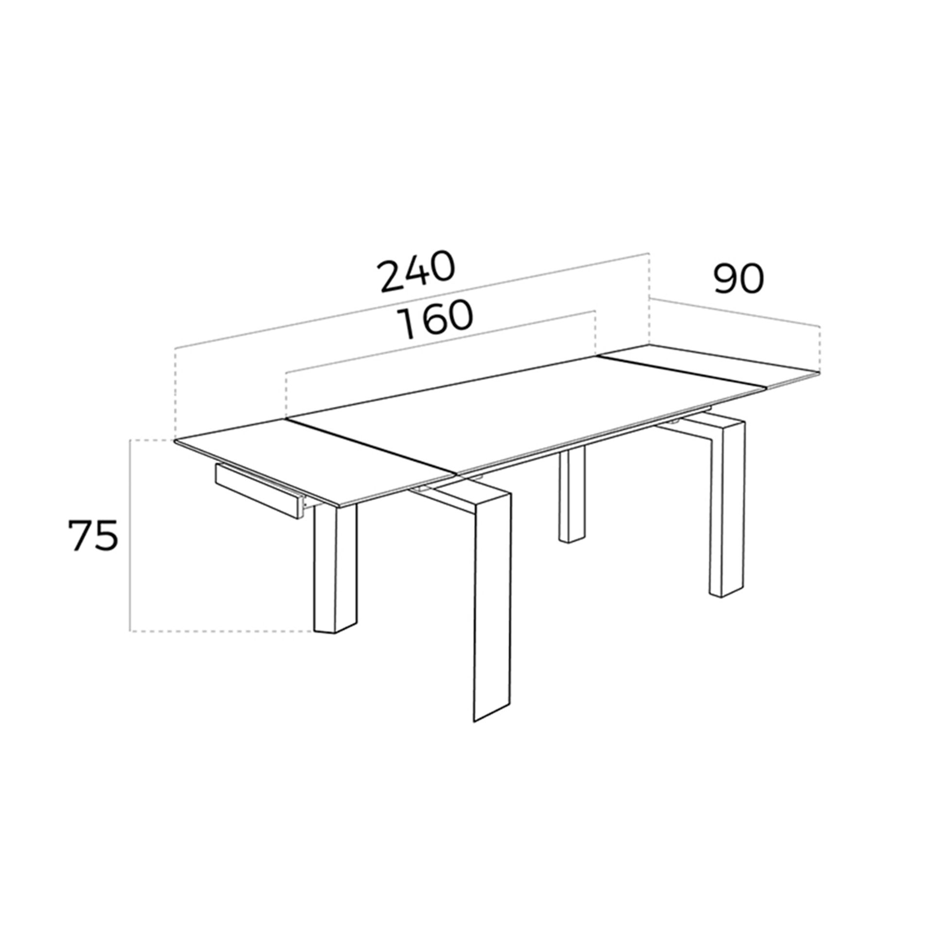 Mesa comedor extensible rectangular cristal templado y nogal - Imagen 9