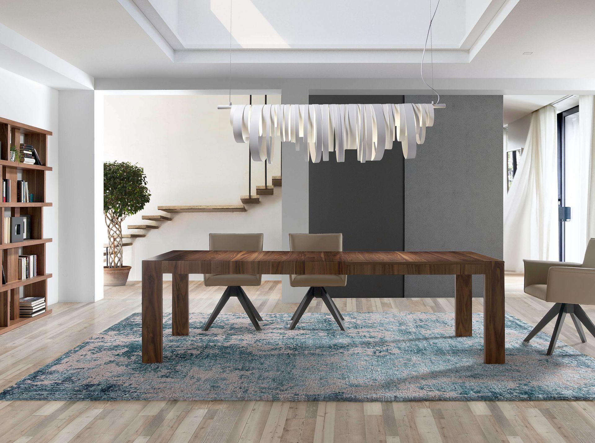 Mesa comedor extensible rectangular nogal - Imagen 4