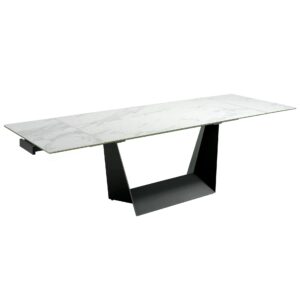 Mesa comedor extensible rectangular mármol porcelánico y acero negro Angel Cerdá