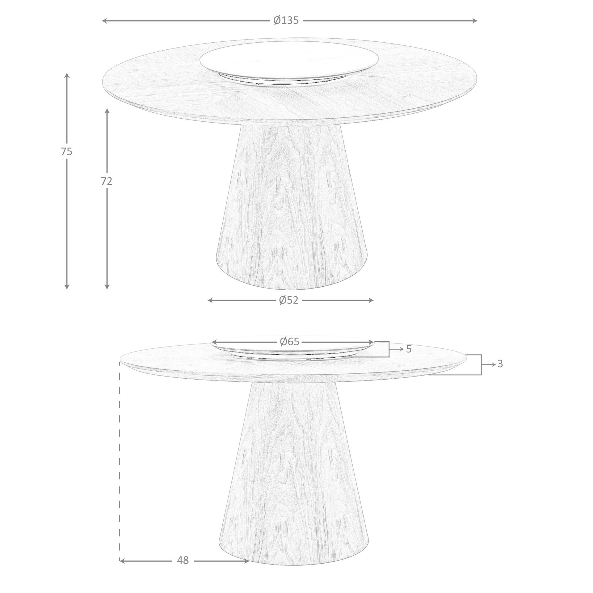 Mesa comedor redonda giratoria nogal - Imagen 8