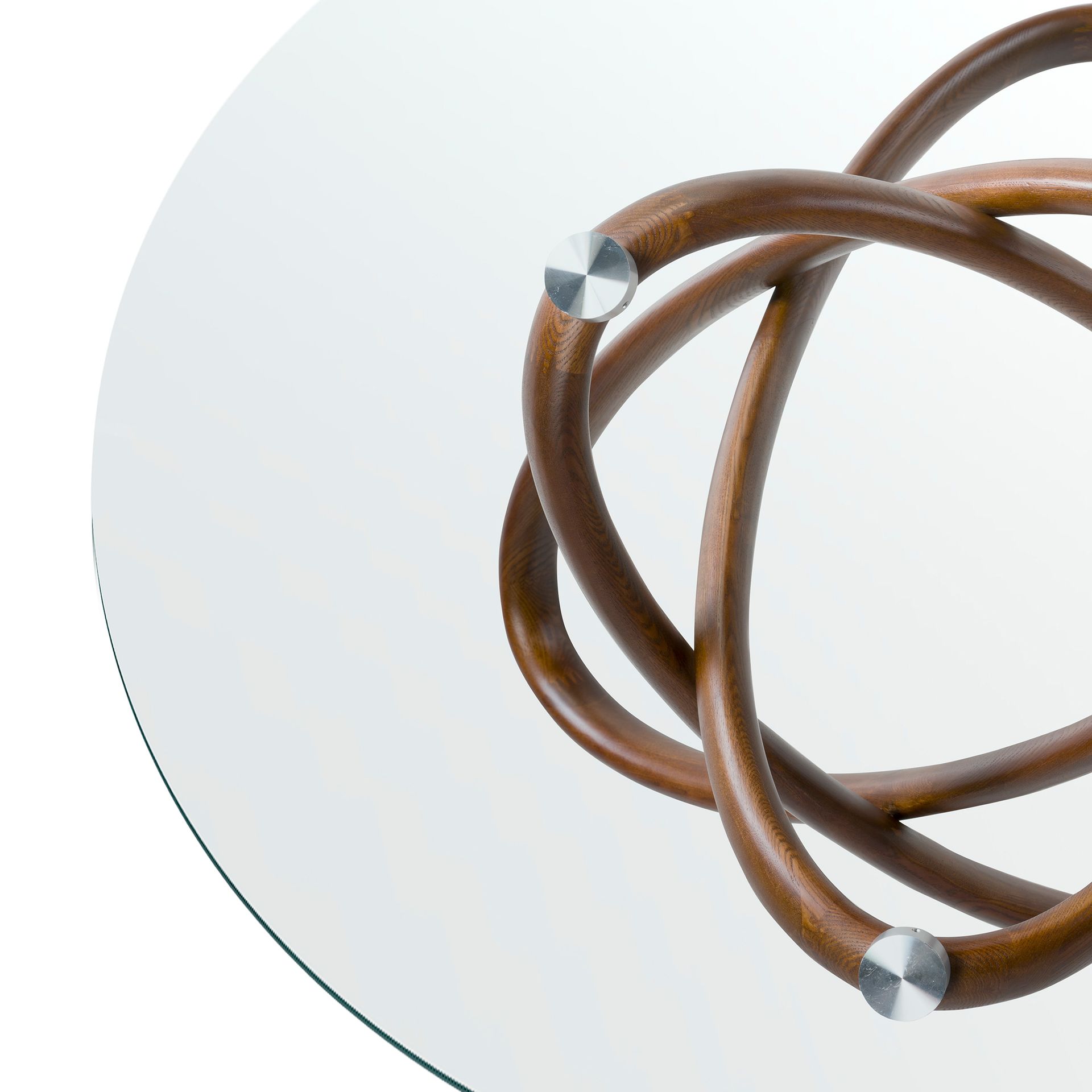 Mesa comedor redonda cristal templado y nogal - Imagen 7