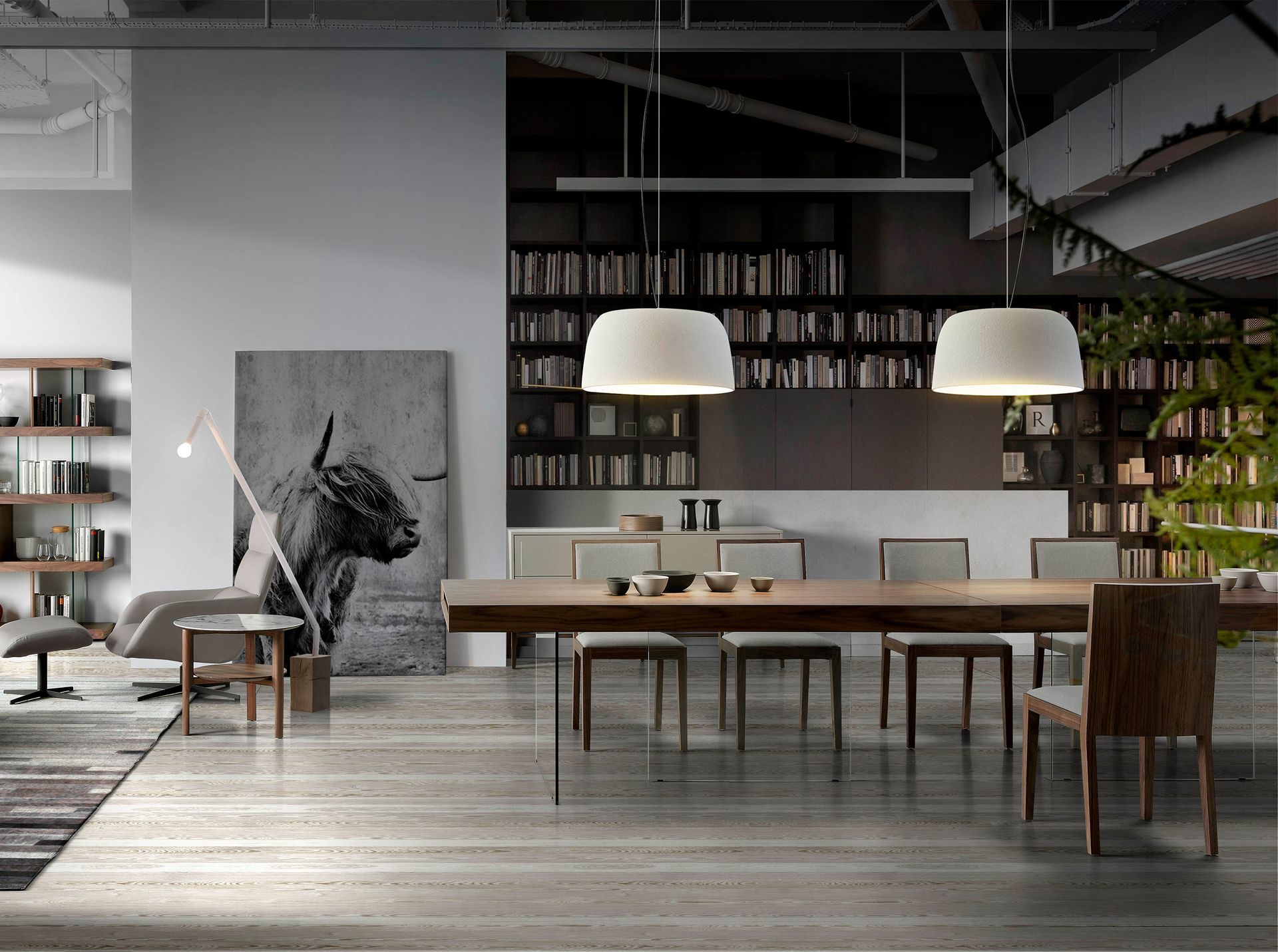 Mesa comedor rectangular nogal y cristal templado - Imagen 4