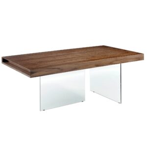 Mesa comedor rectangular nogal y cristal templado Angel Cerdá
