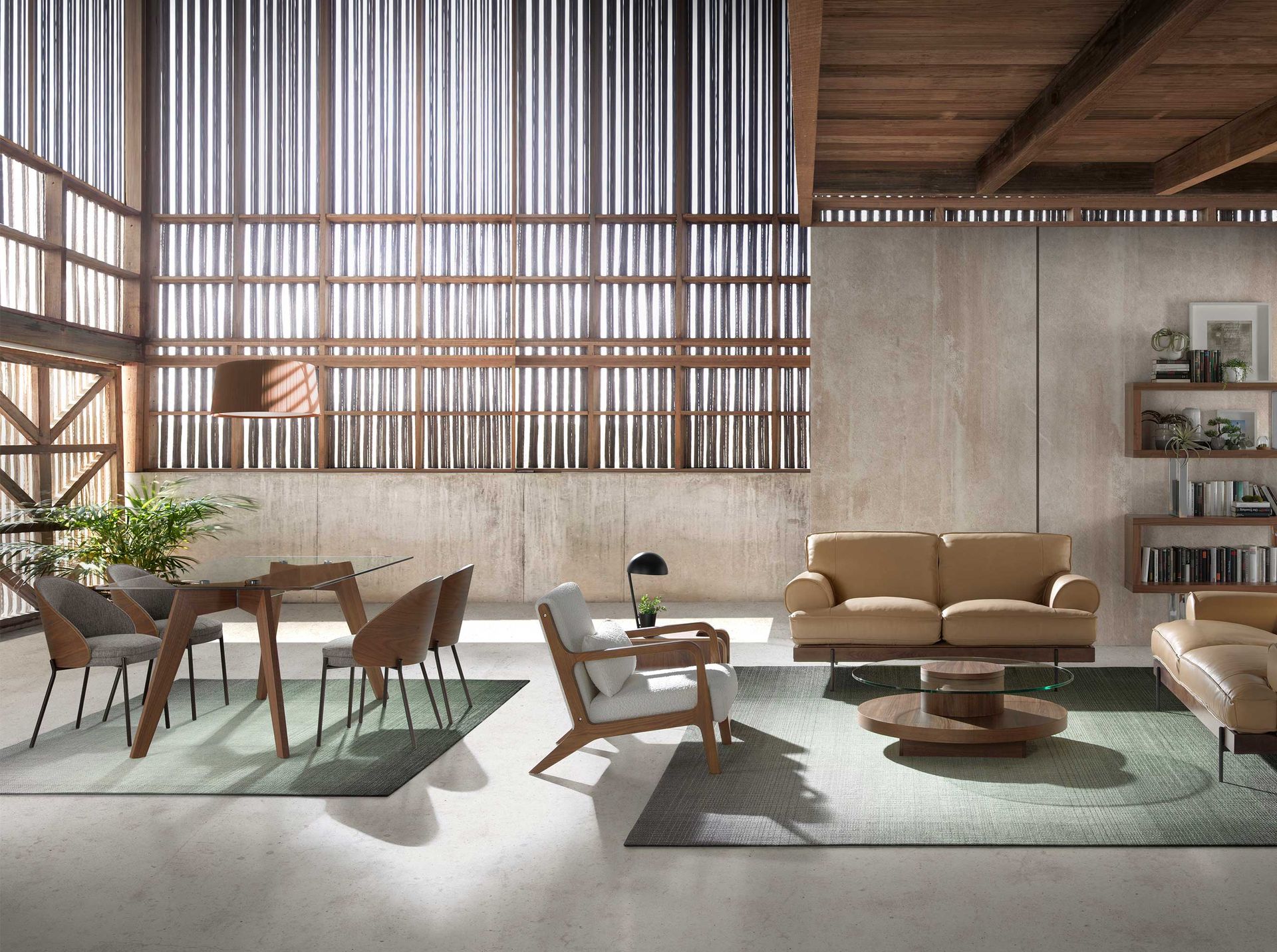 Mesa comedor rectangular cristal templado y nogal - Imagen 4