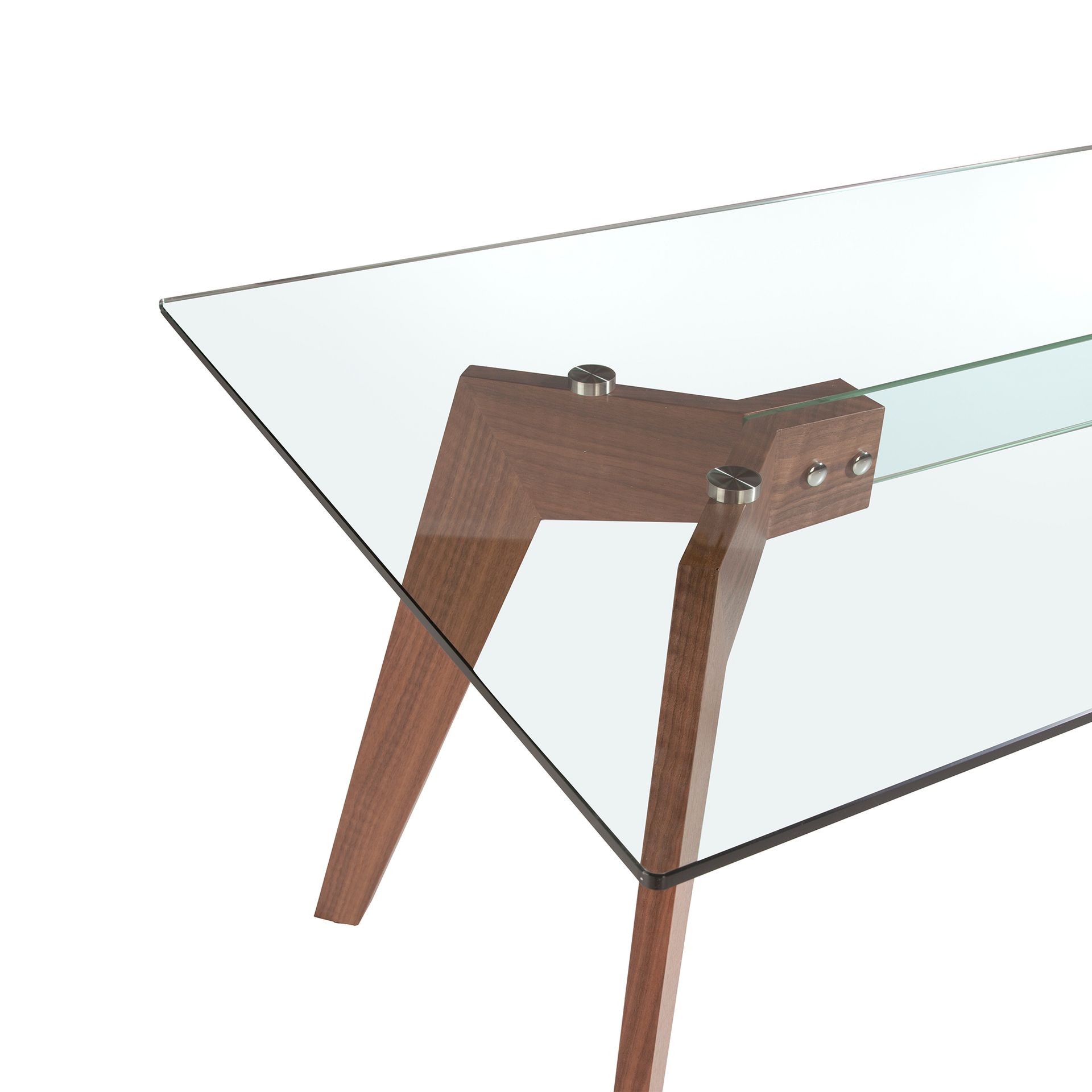 Mesa comedor rectangular cristal templado y nogal - Imagen 7