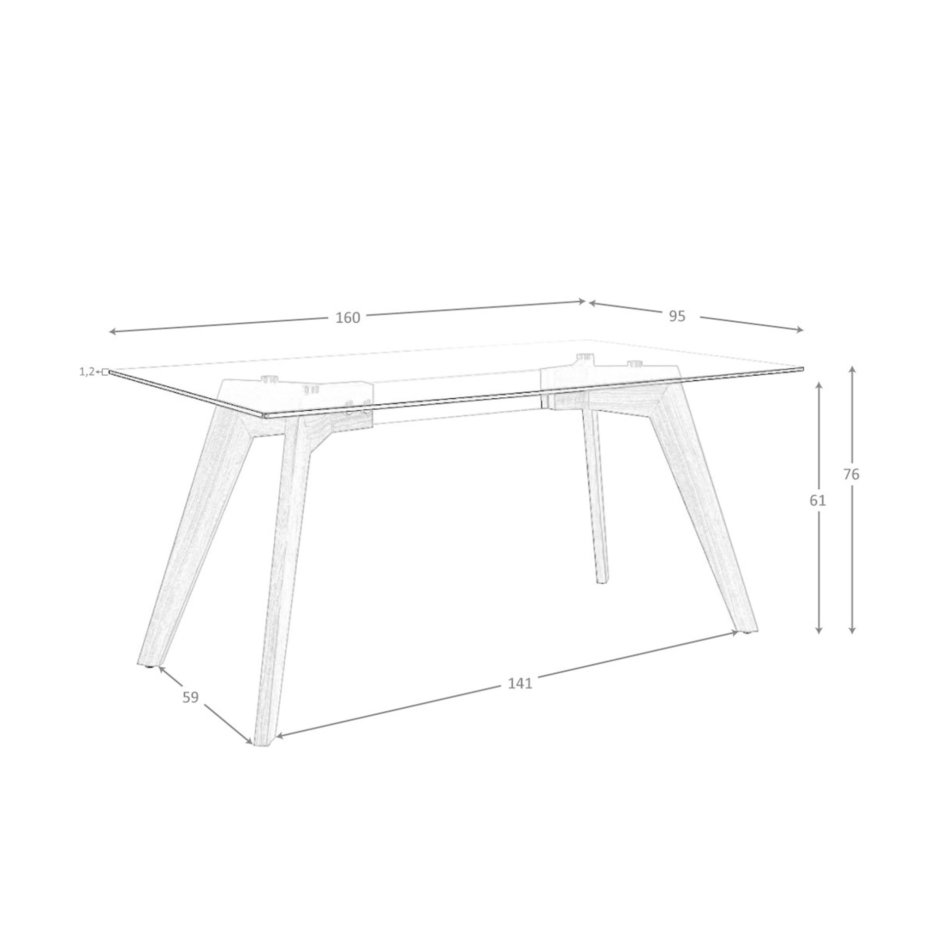Mesa comedor rectangular cristal templado y nogal - Imagen 9