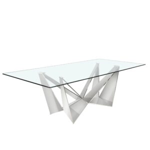 Mesa comedor rectangular cristal templado y acero cromado Angel Cerdá