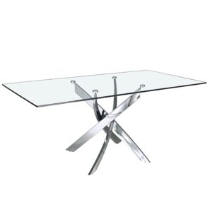 Mesa comedor rectangular cristal templado y acero cromado Angel Cerdá