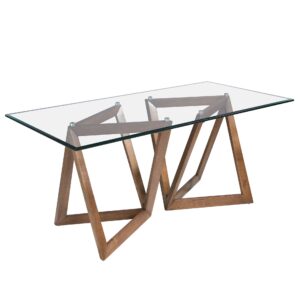 Mesa comedor rectangular cristal templado y nogal Angel Cerdá