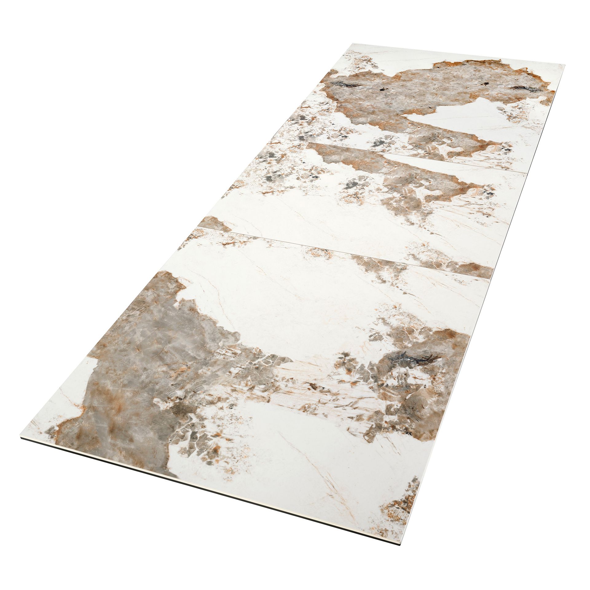 Mesa comedor extensible rectangular mármol porcelánico y acero gris taupé - Imagen 8