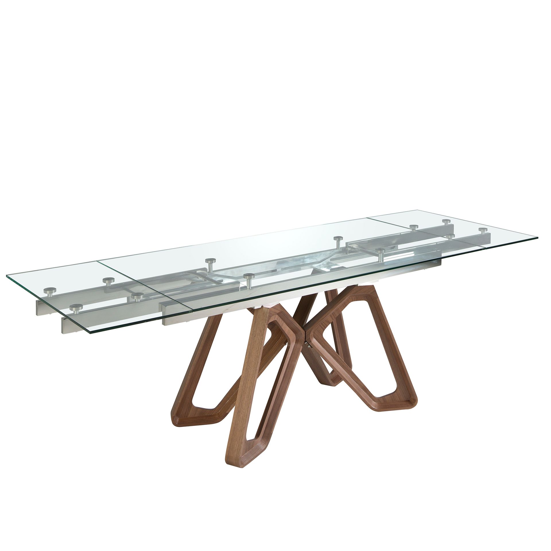 Mesa comedor extensible rectangular cristal templado y nogal Angel Cerdá