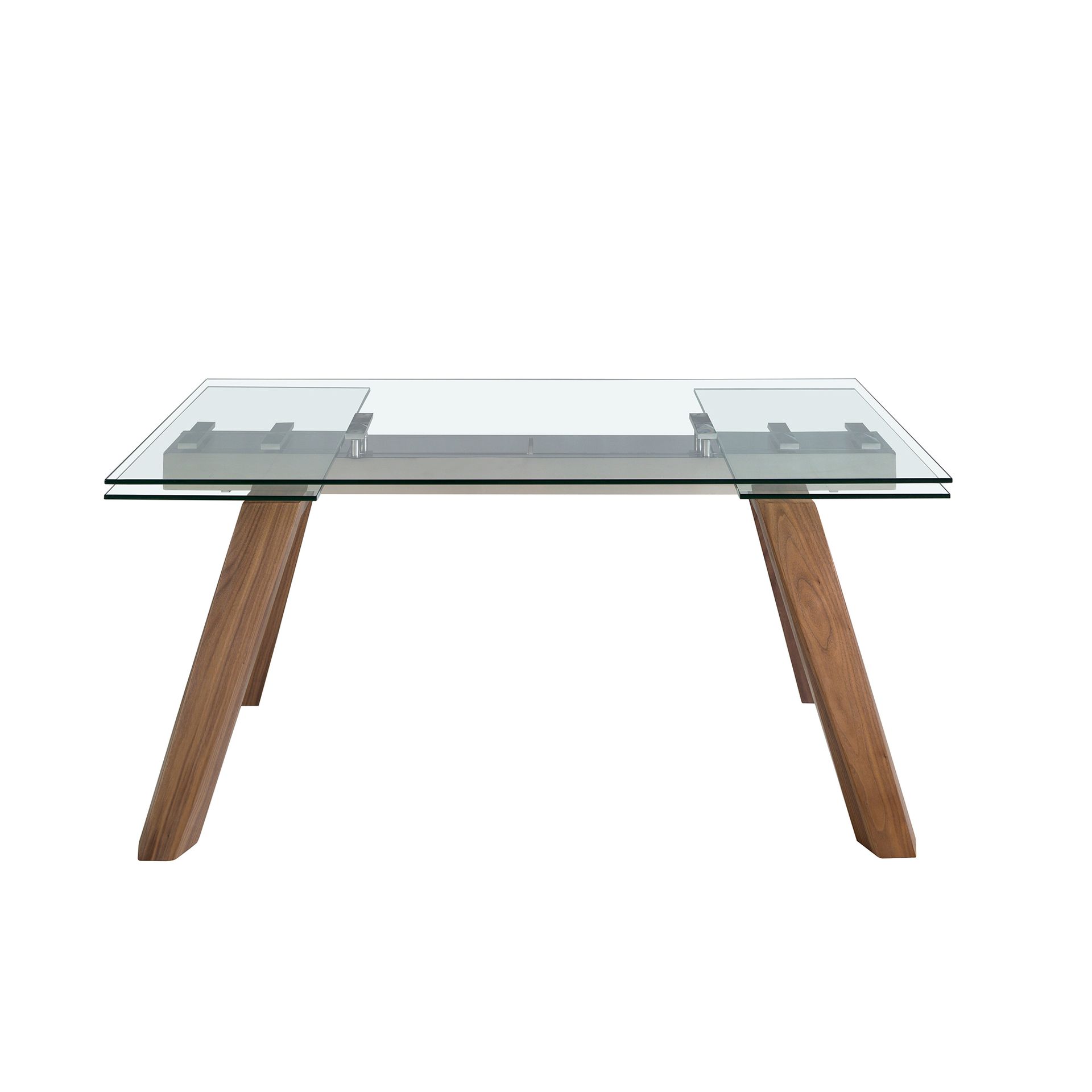 Mesa comedor extensible rectangular cristal templado y nogal - Imagen 2