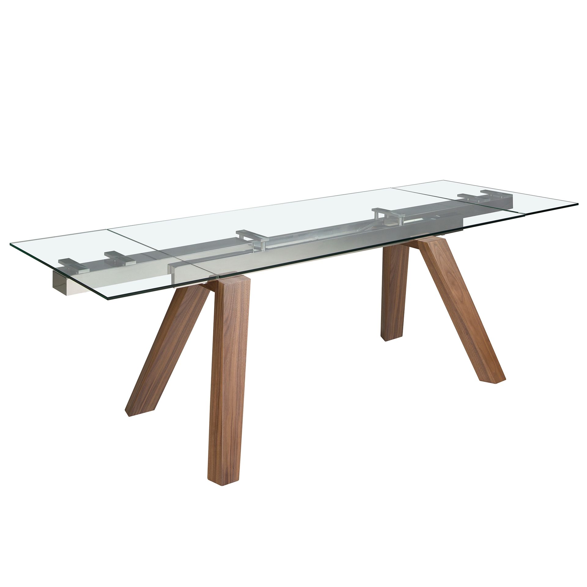 Mesa comedor extensible rectangular cristal templado y nogal Angel Cerdá