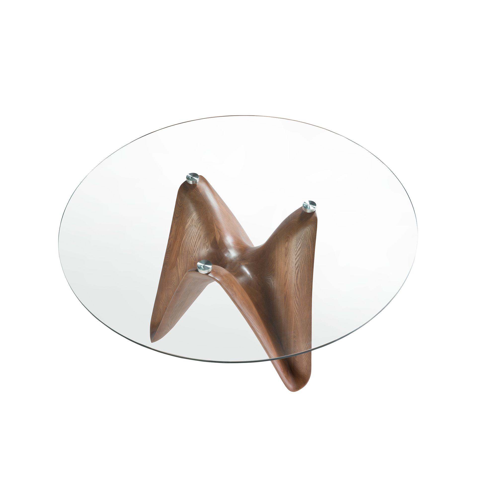 Mesa comedor redonda cristal templado y nogal - Imagen 5