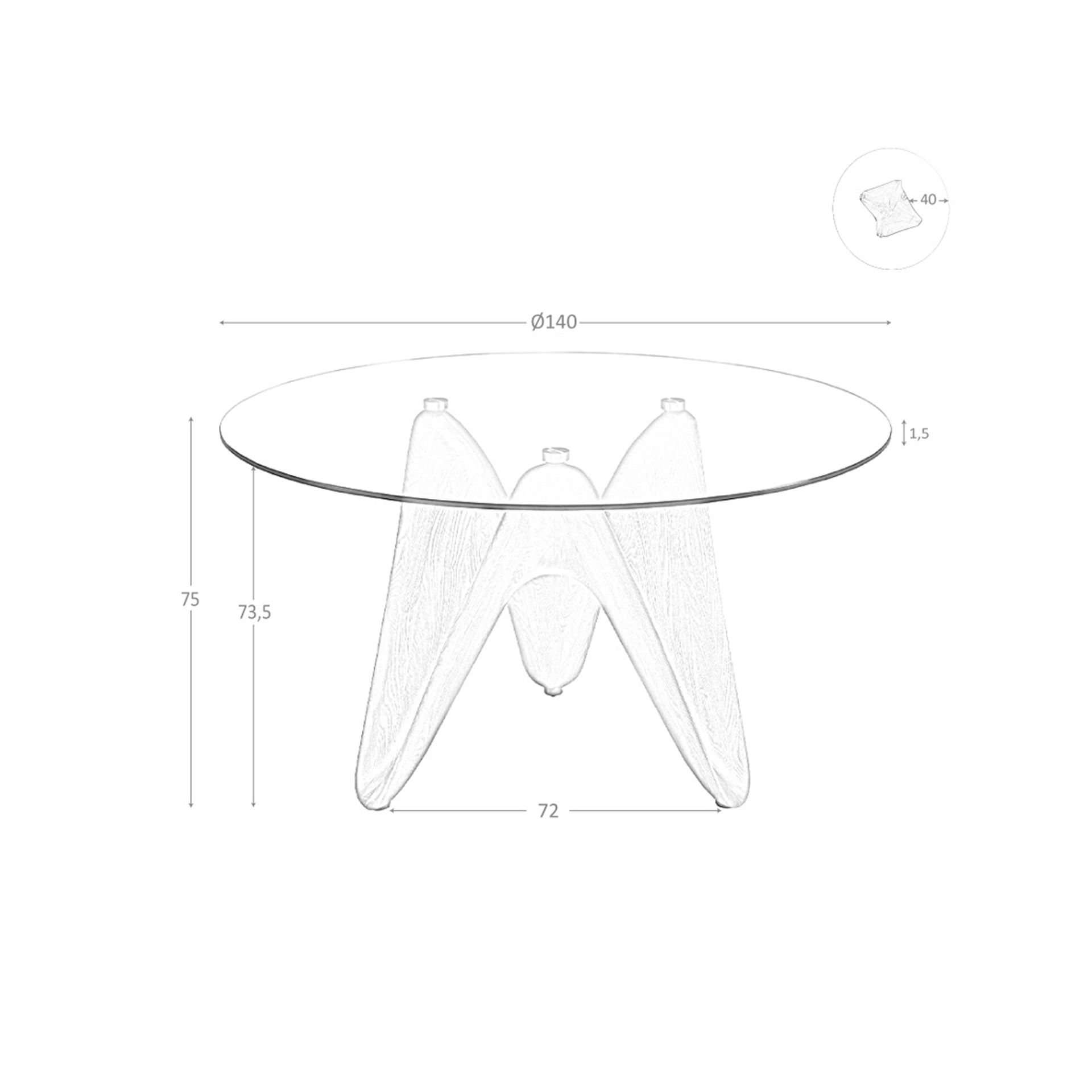 Mesa comedor redonda cristal templado y nogal - Imagen 8