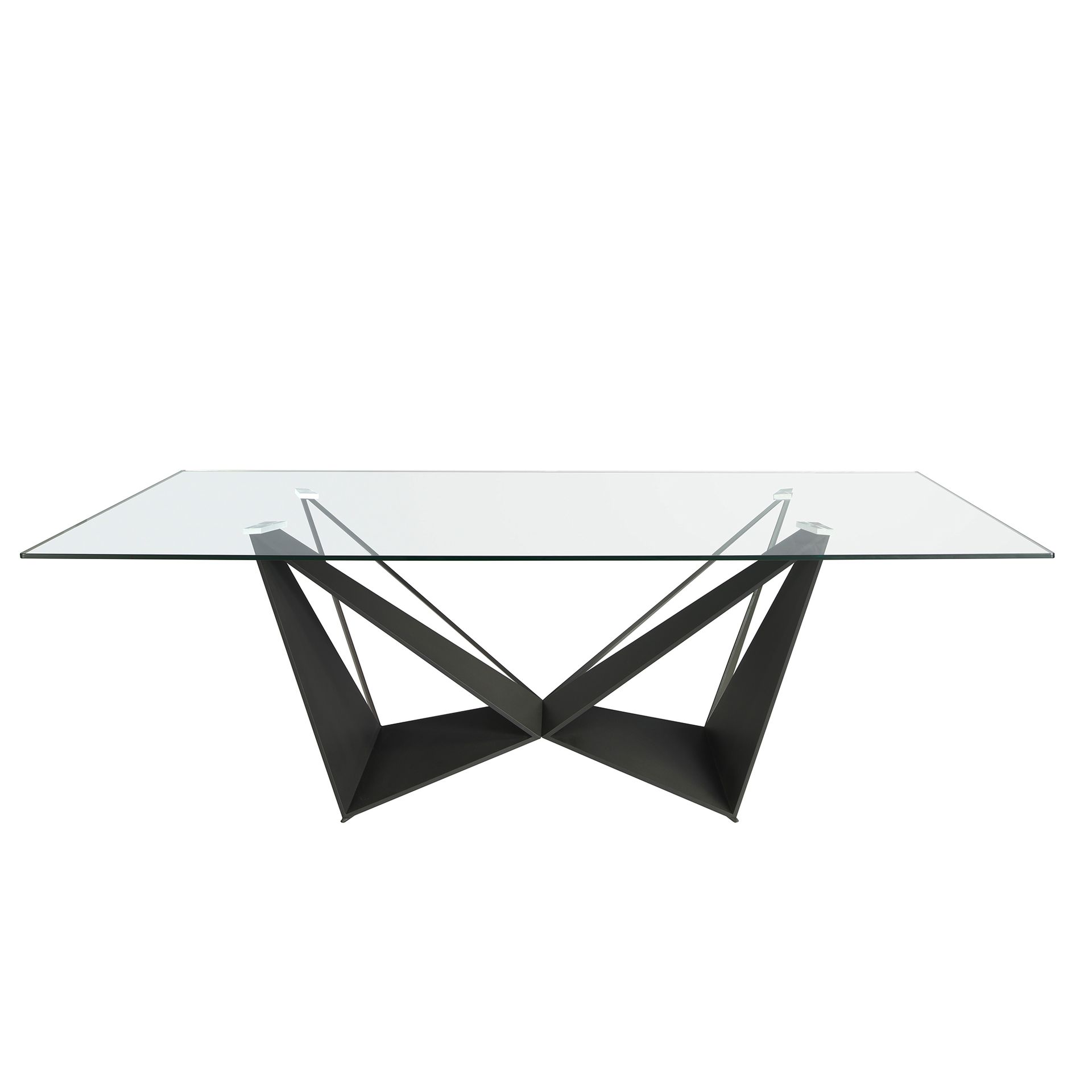 Mesa comedor rectangular cristal templado y acero negro - Imagen 2
