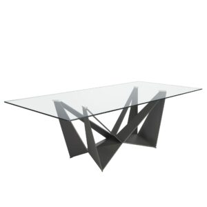 Mesa comedor rectangular cristal templado y acero negro Angel Cerdá
