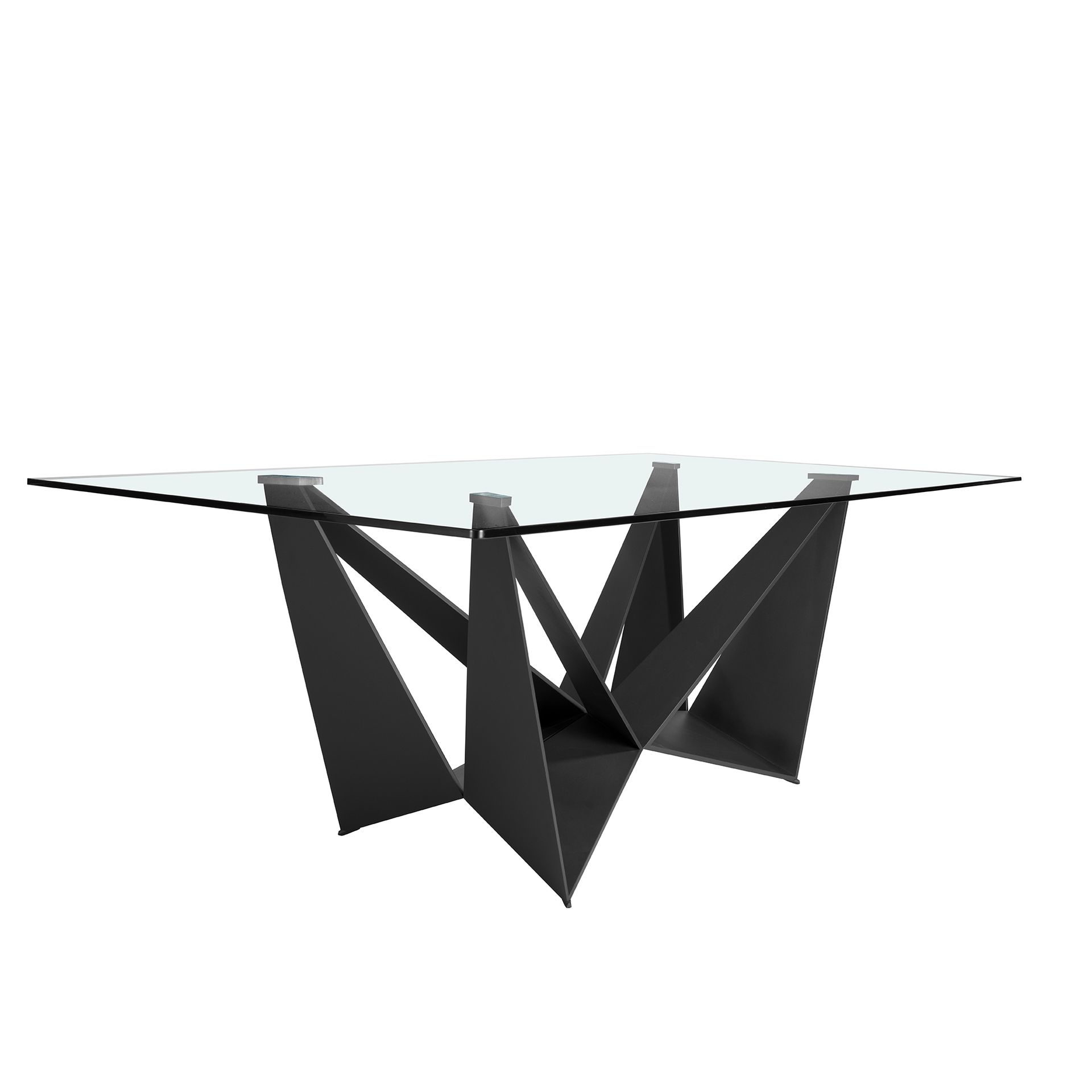 Mesa comedor rectangular cristal templado y acero negro - Imagen 5