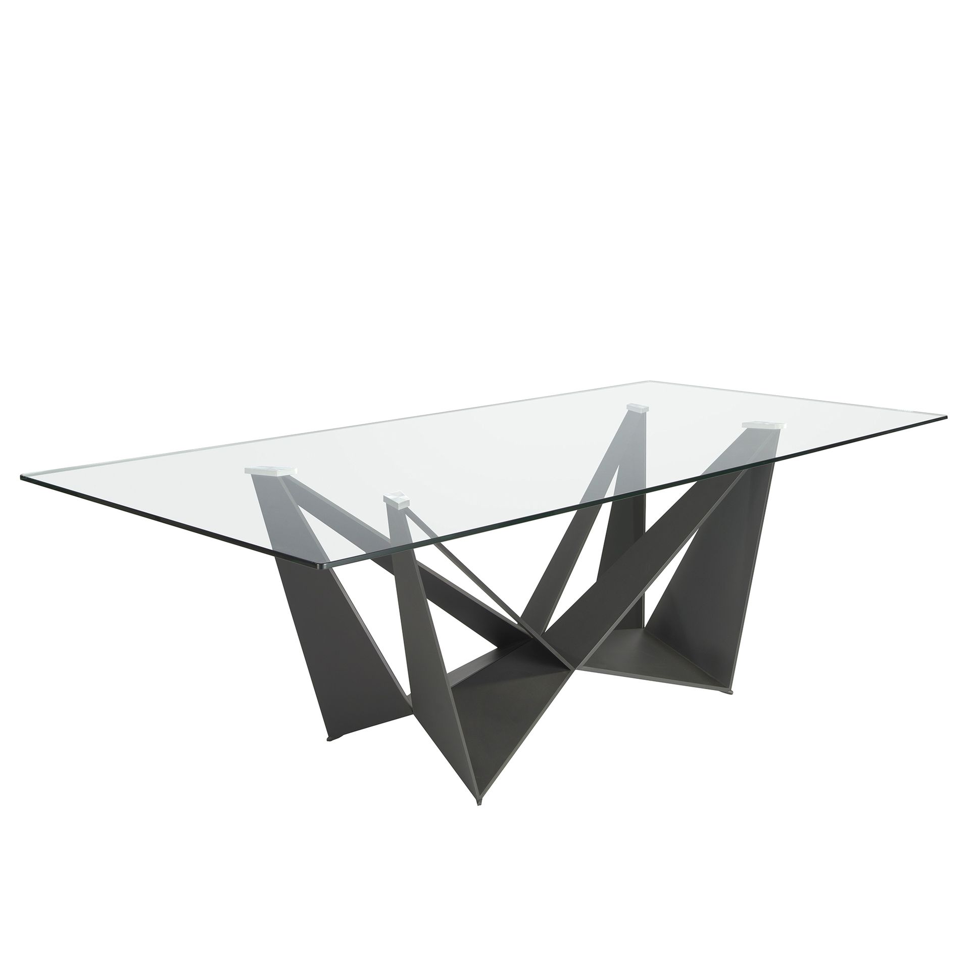 Mesa comedor rectangular cristal templado y acero negro Angel Cerdá