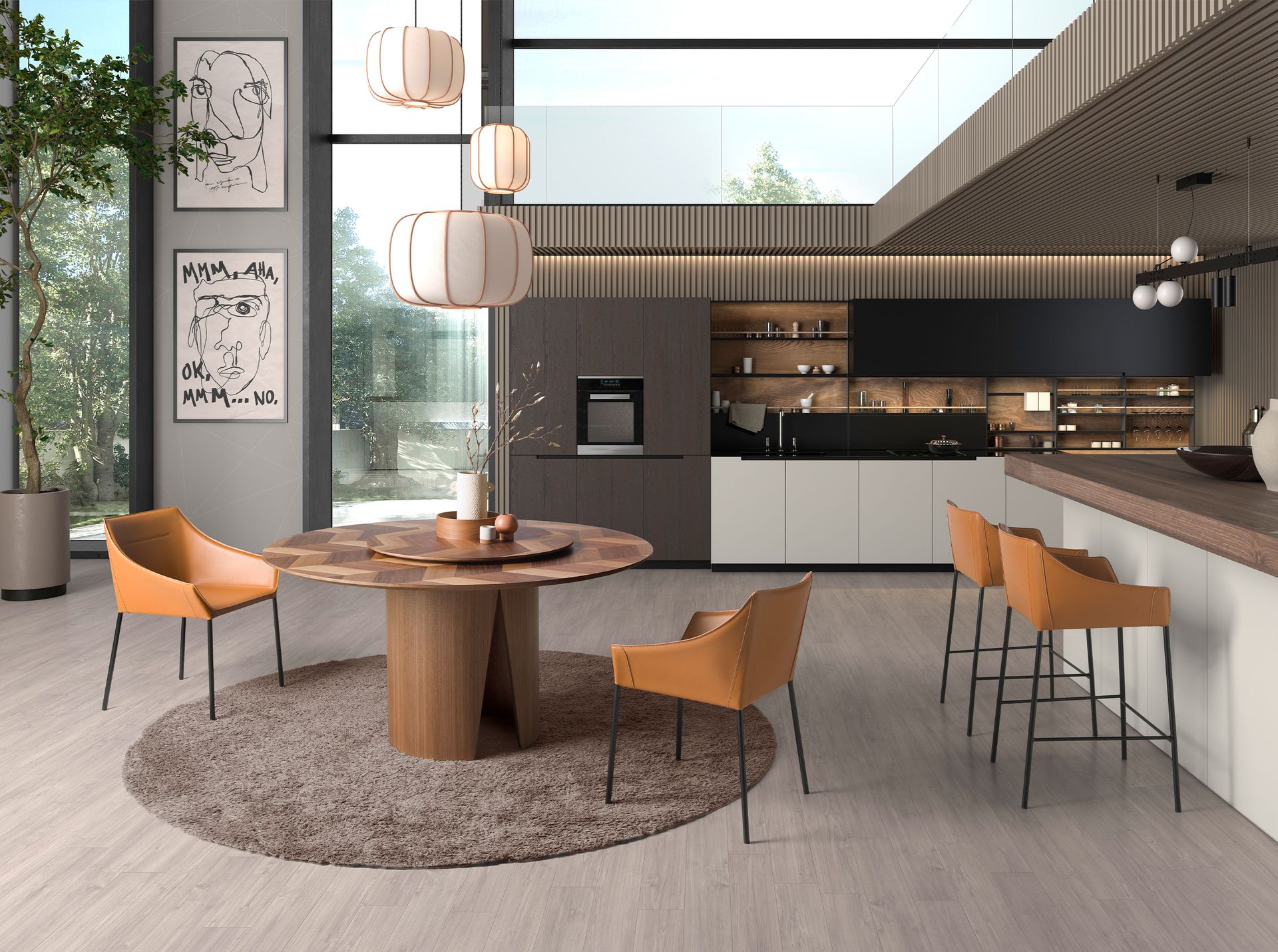 Mesa comedor redonda nogal - Imagen 4