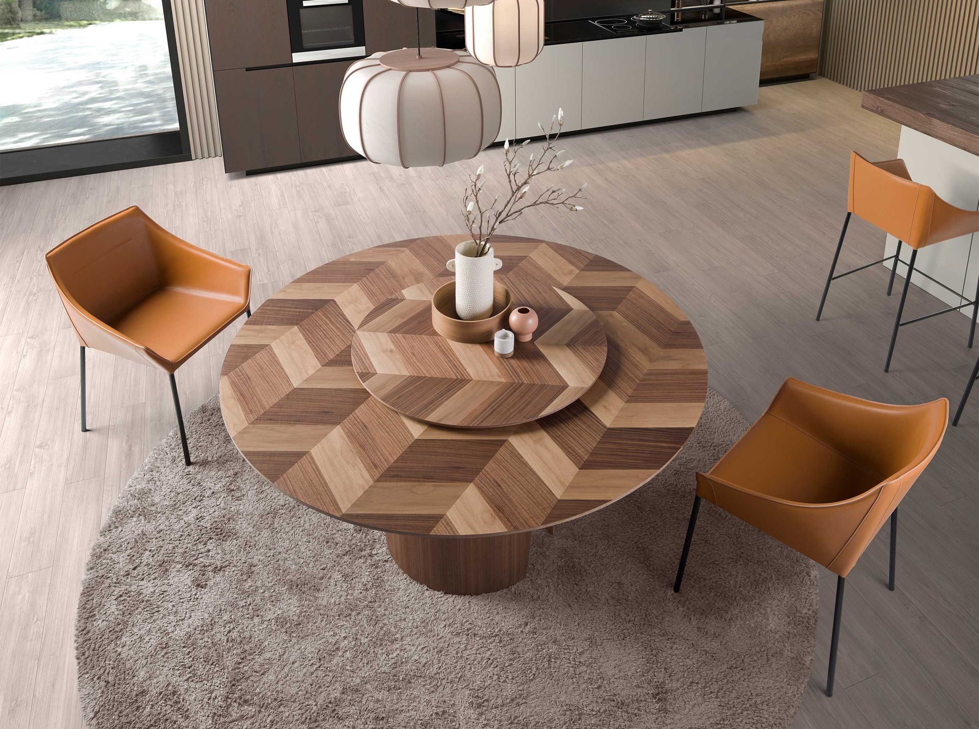 Mesa comedor redonda nogal - Imagen 6