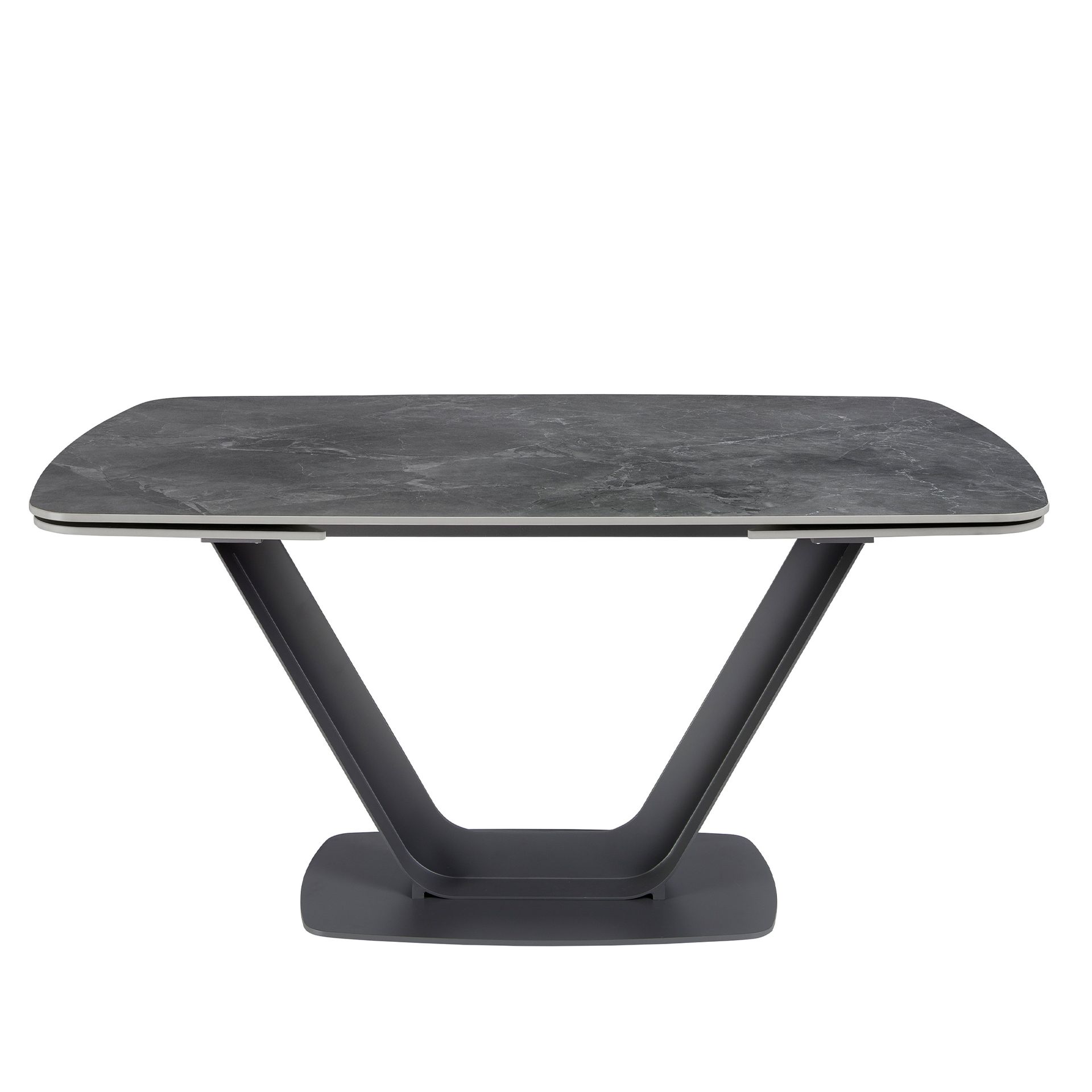 Mesa comedor extensible ovalada barril mármol porcelánico y acero negro - Imagen 2