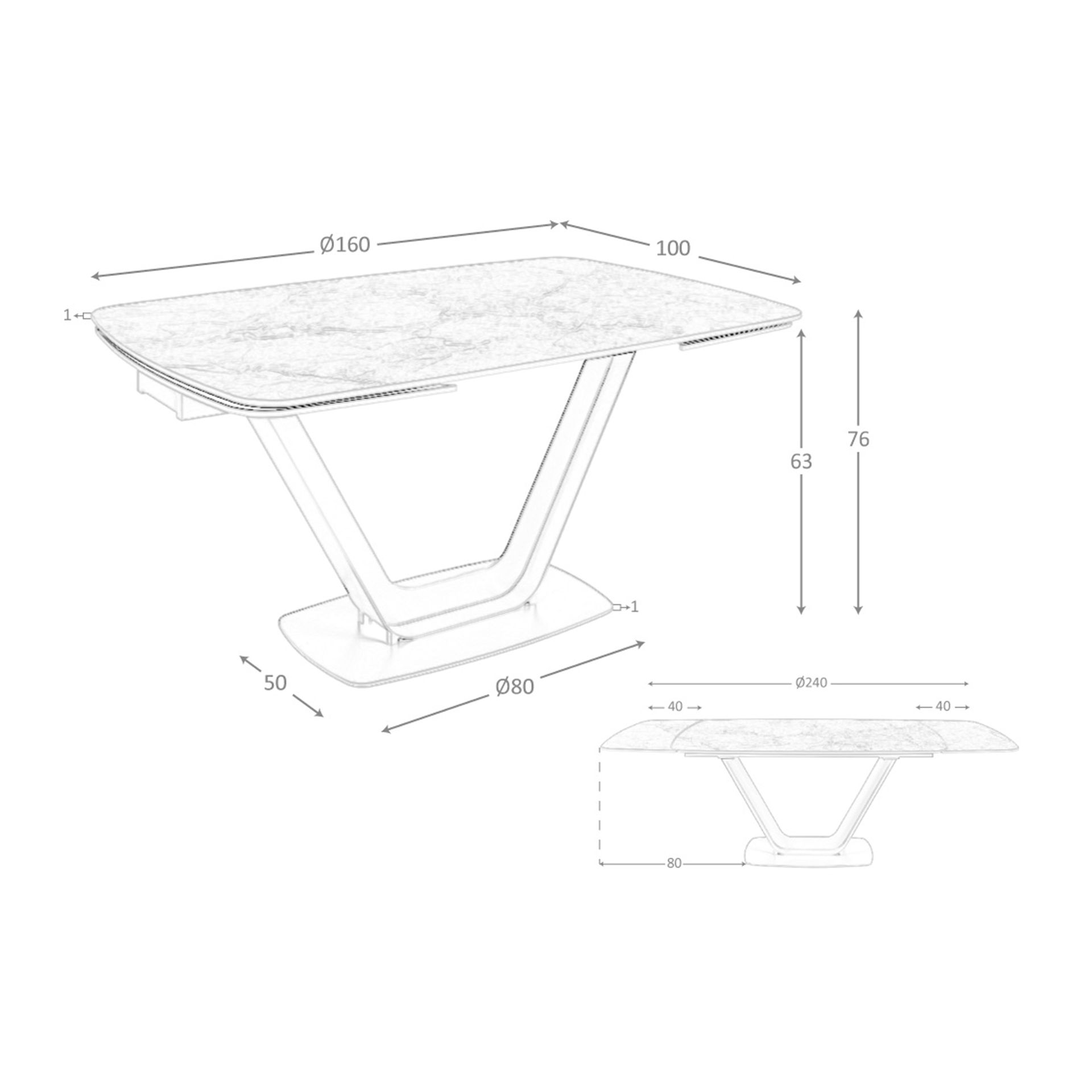 Mesa comedor extensible ovalada barril mármol porcelánico y acero negro - Imagen 9