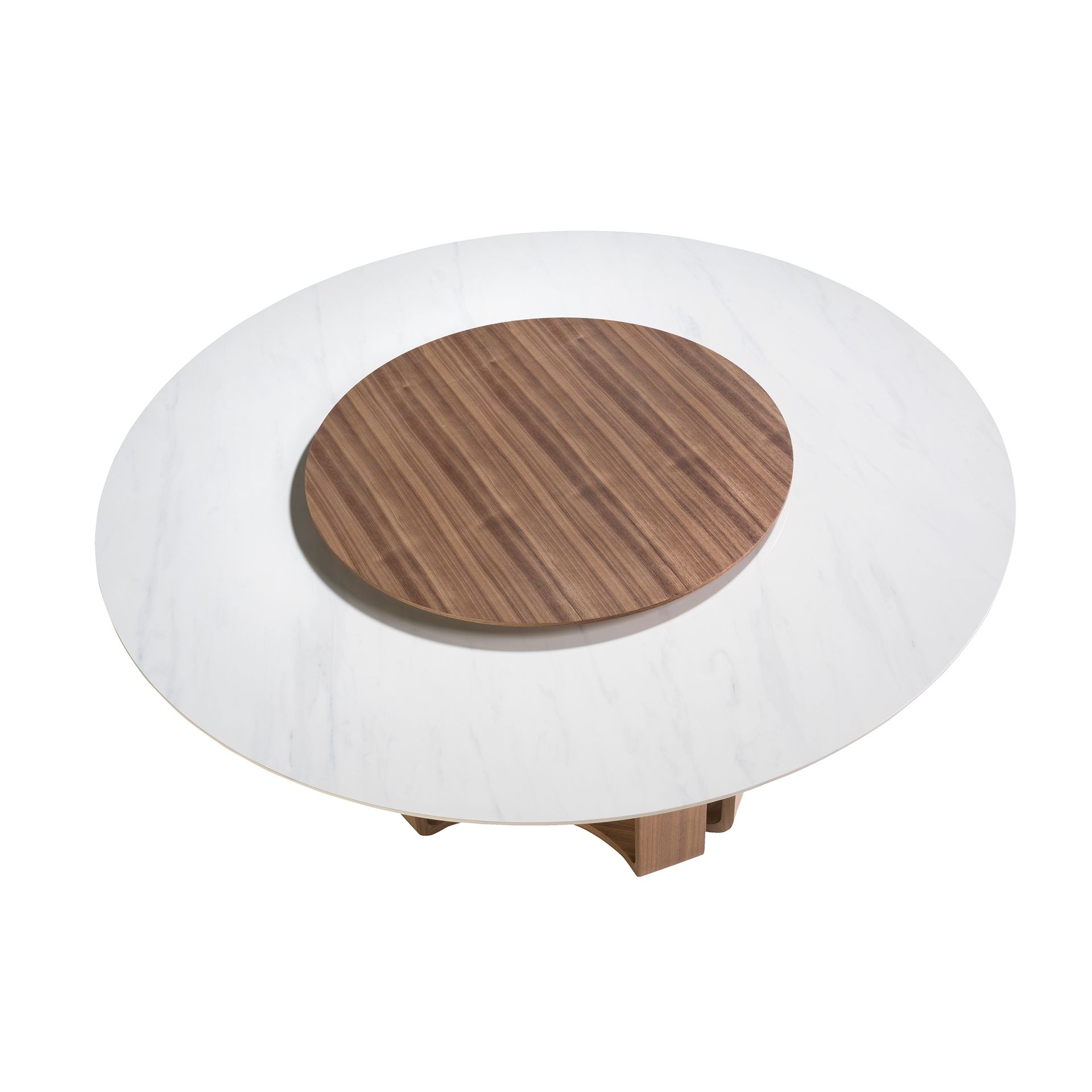 Mesa comedor redonda mármol porcelánico y nogal - Imagen 6