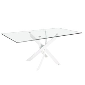 Mesa comedor rectangular cristal templado y acero blanco Angel Cerdá