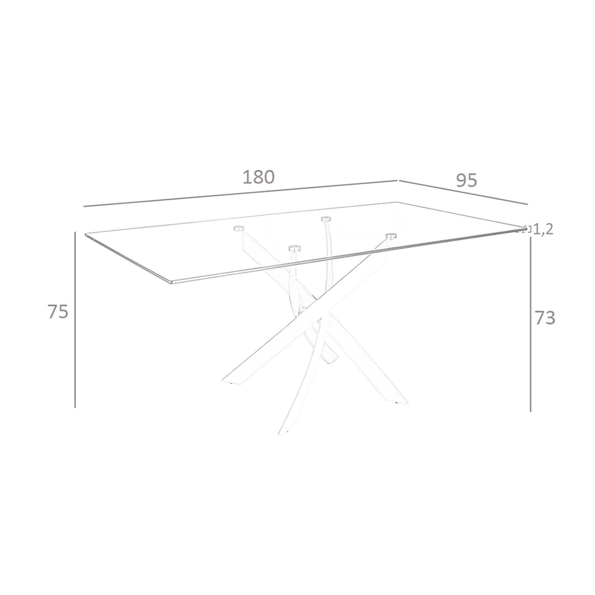 Mesa comedor rectangular cristal templado y acero blanco - Imagen 8