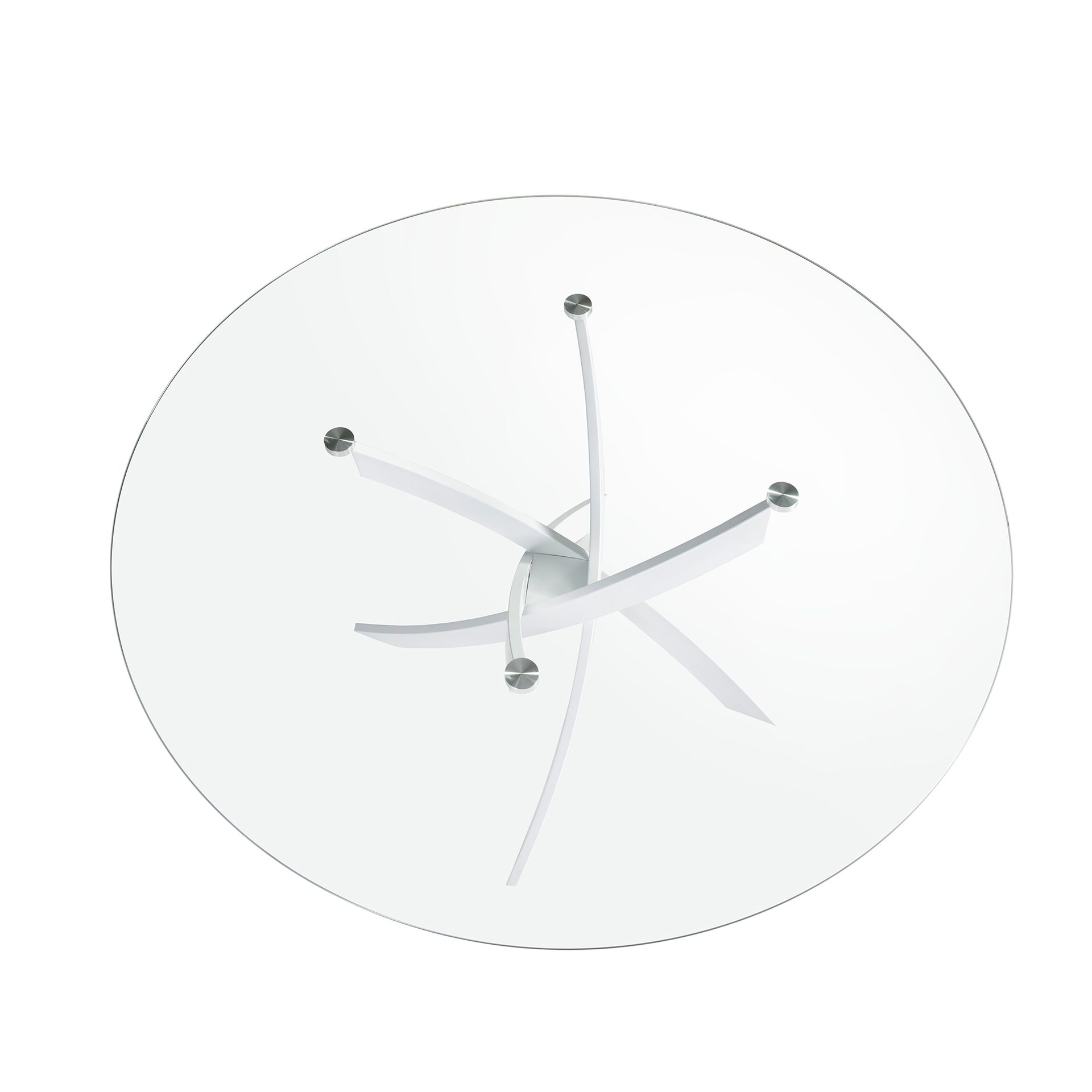 Mesa comedor redonda cristal templado y acero blanco - Imagen 7