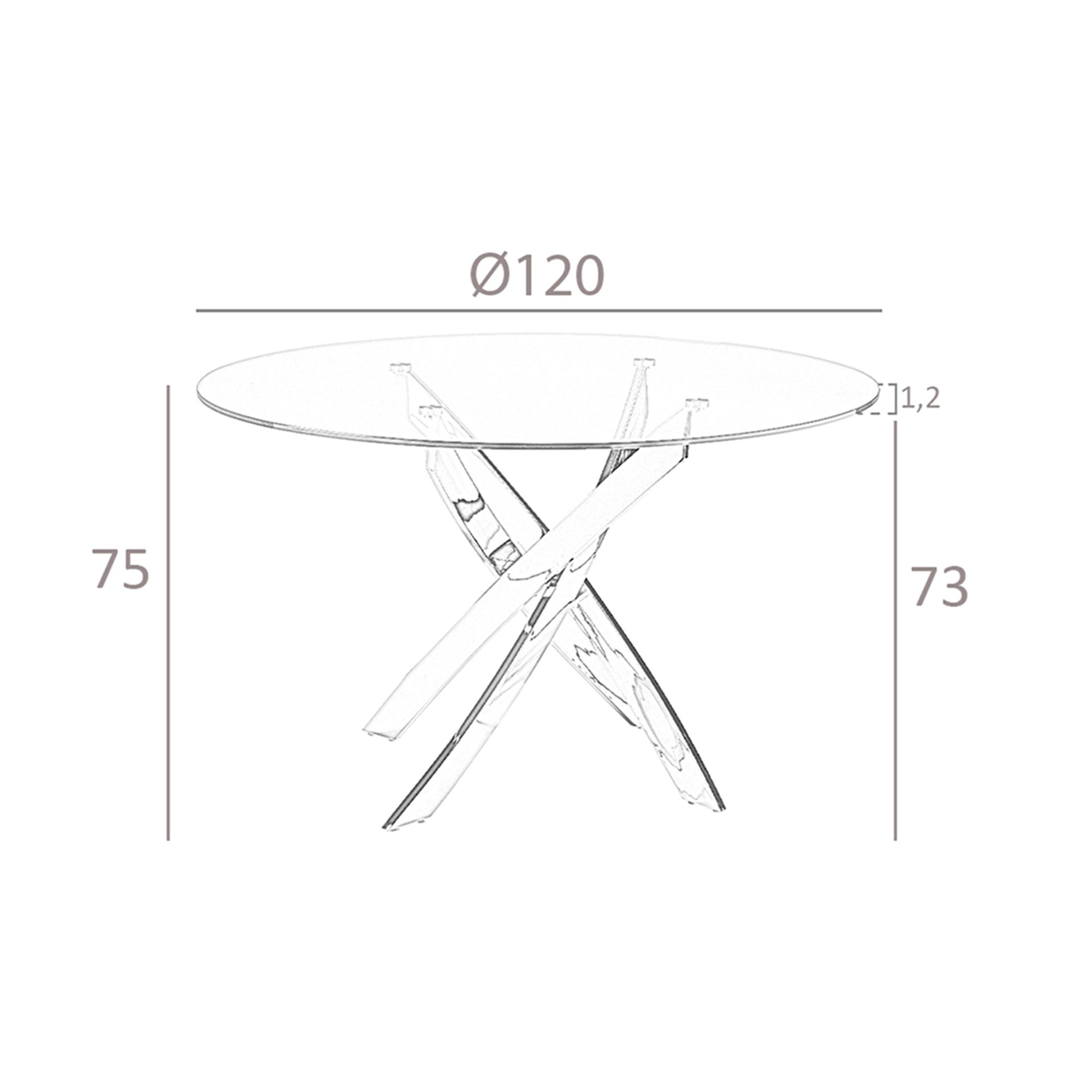 Mesa comedor redonda cristal templado y acero blanco - Imagen 9