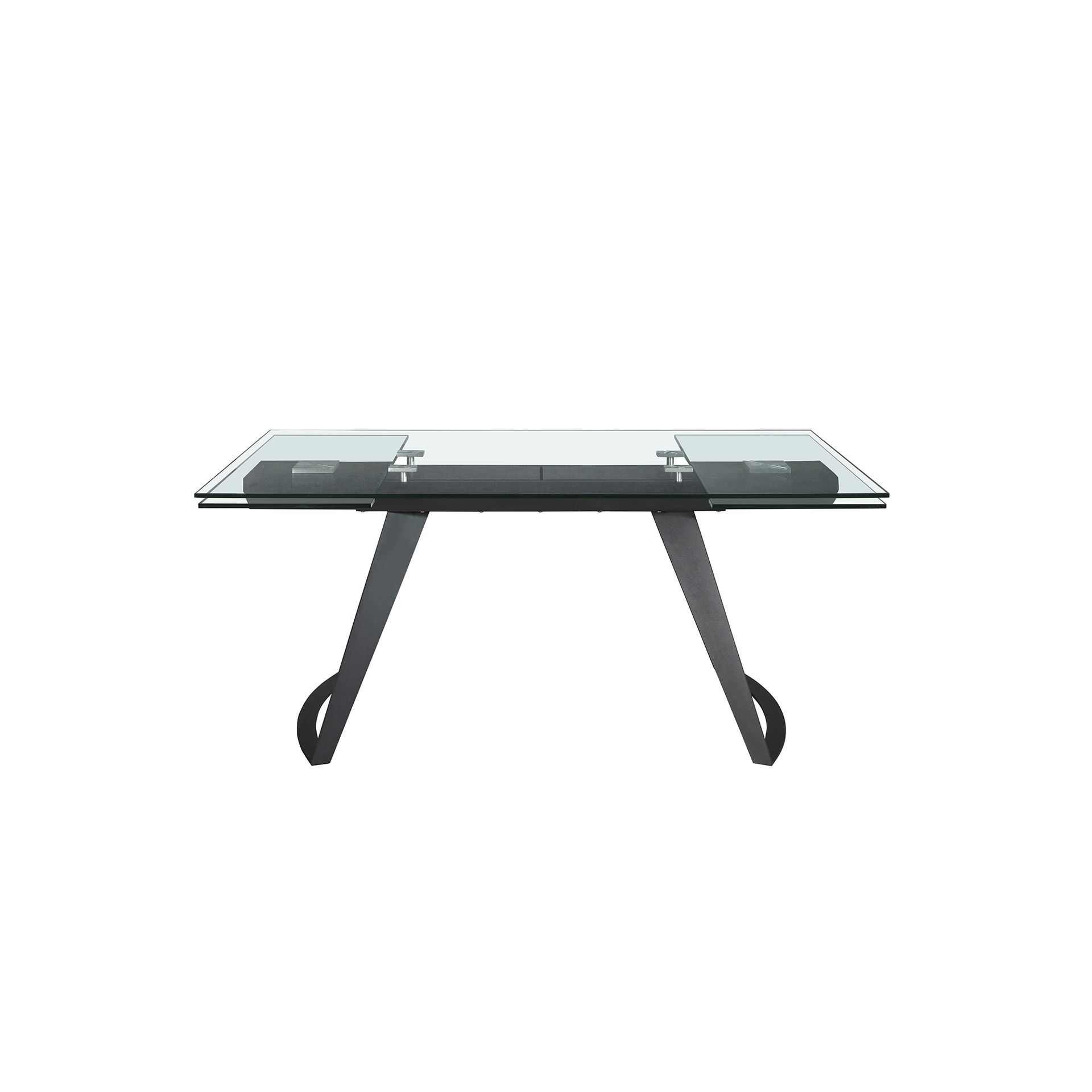 Mesa comedor extensible rectangular cristal templado y acero negro - Imagen 2