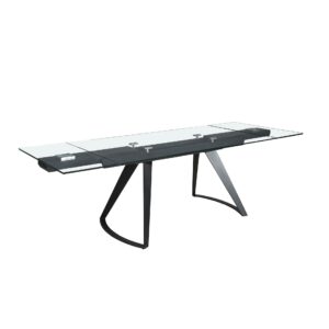 Mesa comedor extensible rectangular cristal templado y acero negro Angel Cerdá