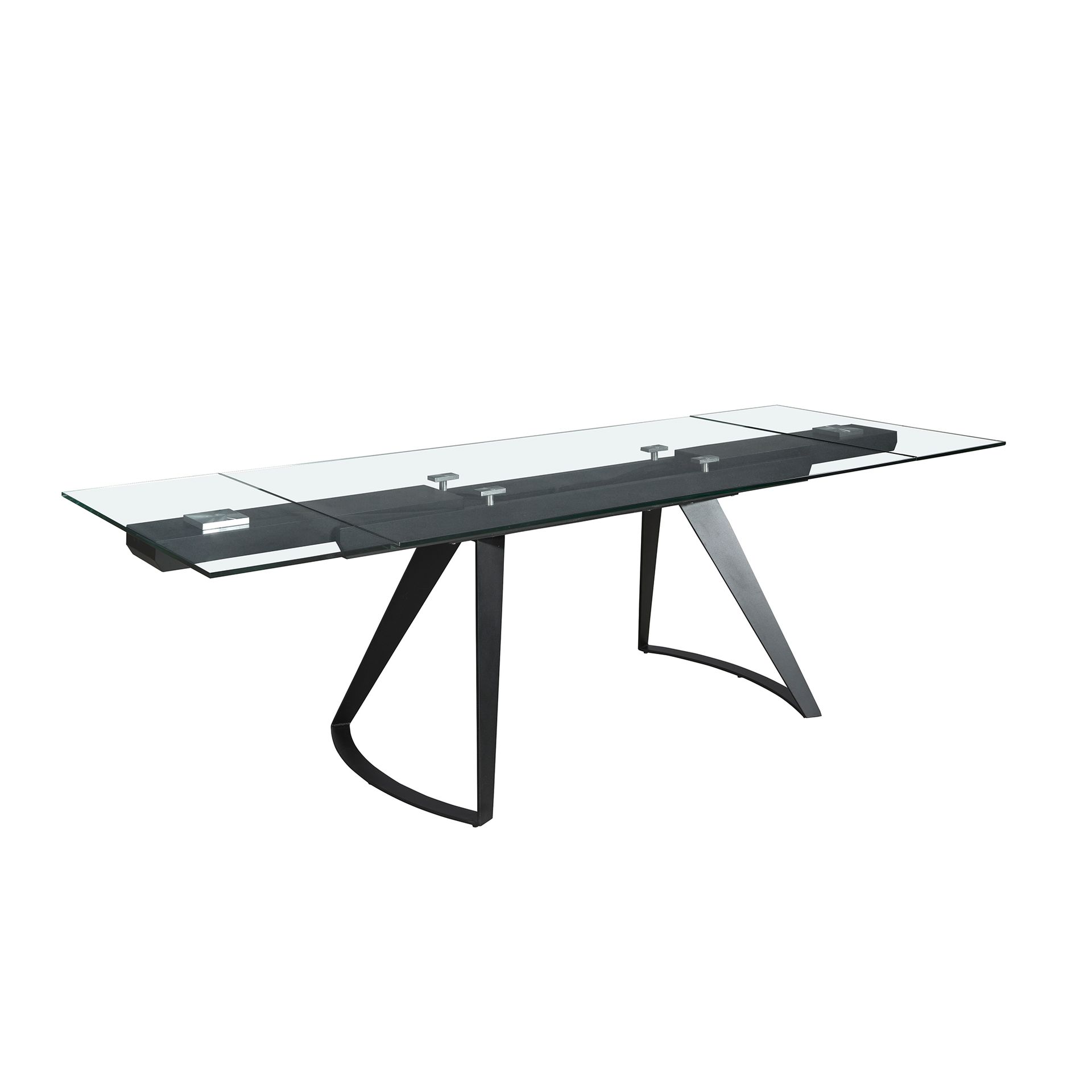 Mesa comedor extensible rectangular cristal templado y acero negro Angel Cerdá