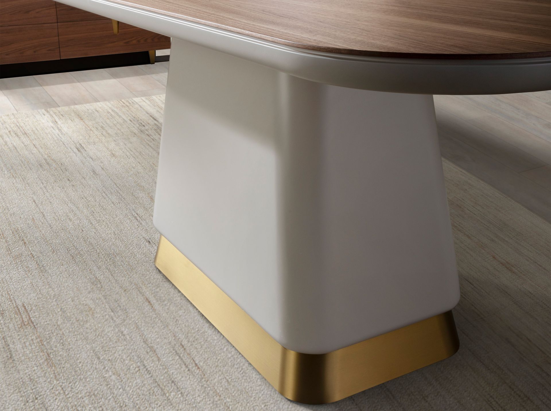 Mesa comedor rectangular nogal y madera beige - Imagen 7