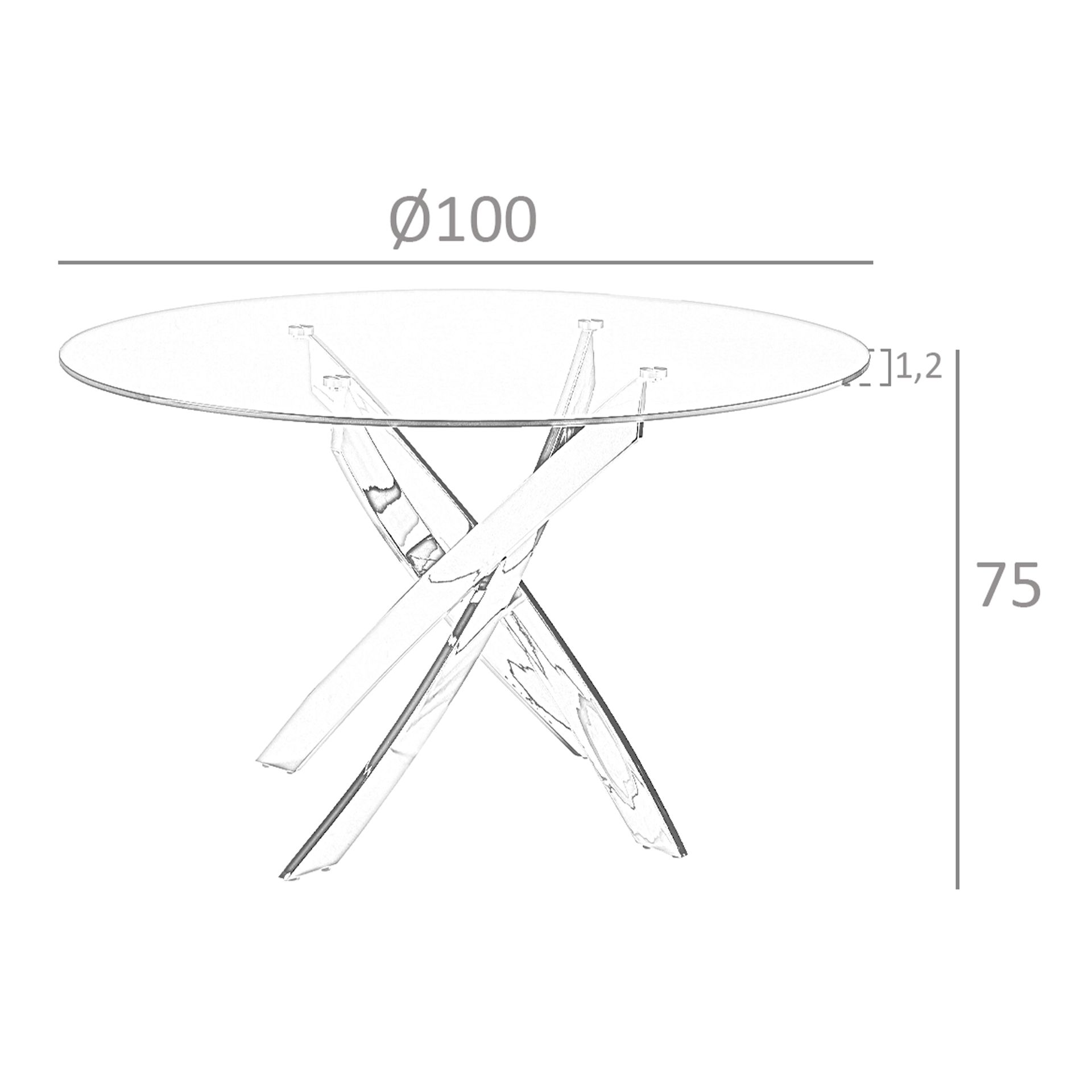 Mesa comedor redonda cristal templado y acero rosa - Imagen 8
