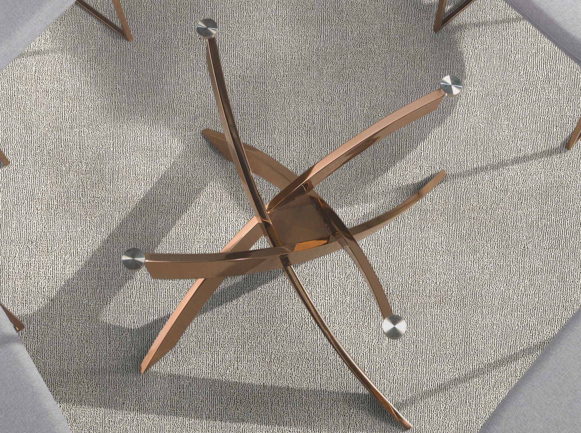 Mesa comedor redonda cristal templado y acero rosa - Imagen 7