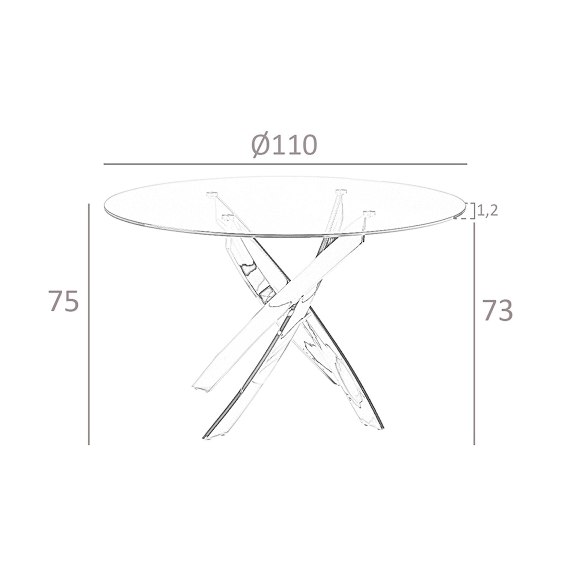 Mesa comedor redonda cristal templado y acero rosa - Imagen 8