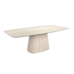 Mesa comedor ovalada barril mármol porcelánico Angel Cerdá